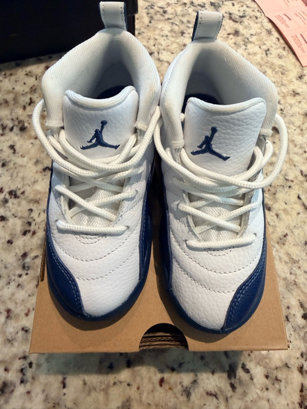 Nike Jordan Toddler White and French Blue Retro 12 Sneakers